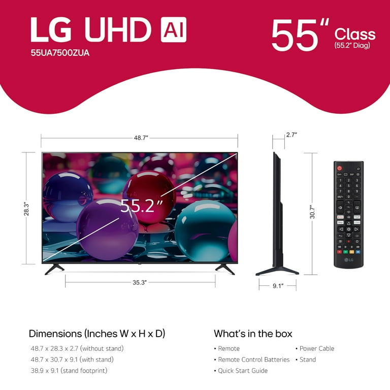 LG 55-Inch 4K UHD AI Smart TV, 55UA7000 - Walmart.com