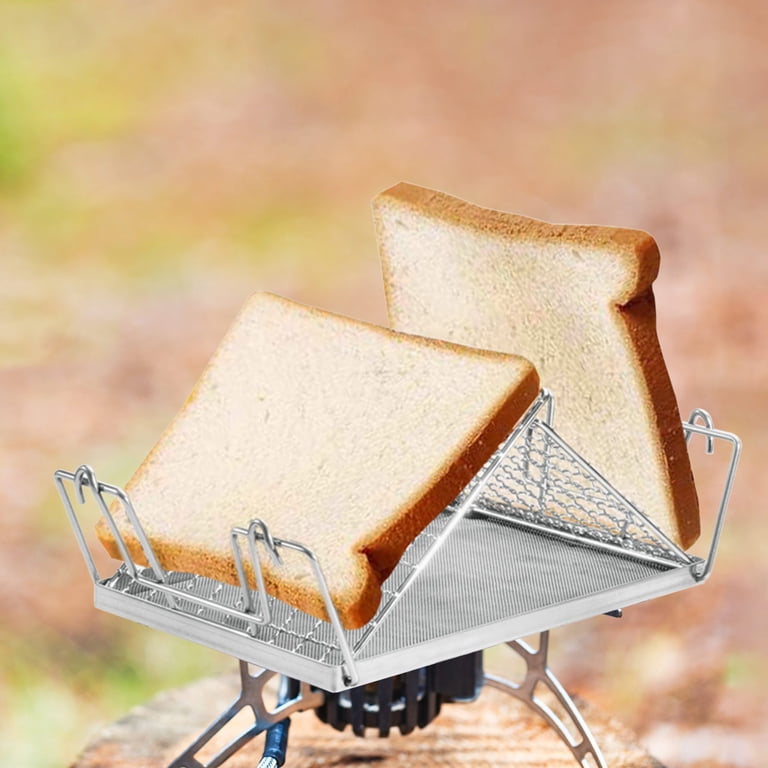 Com1950s Stainless Steel Gas Grill Camping Stove Toaster Foldable Portable Stable Structure 304 Stainless Steel Outdoor Stovetop Toaster Camping