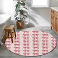 thumbnail image 4 of Pink Bow Round Area&nbsp;Rug 3.3ft Vintage Spring Retro Bow Plaid Linen Texture Farm Non-Slip&nbsp;Washable Circle Rugs Soft Felt Indoor Floor Mat for Bedroom Kitchen Living Room Bathroom, 4 of 9