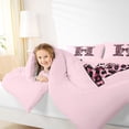 thumbnail image 3 of Erosebridal Kawaii Cheetah Print Bow Girl Twin Bedding Sets 7-Piece,Girls Teens Leopard Print Letter Monogrammed H Bedding Comforter Set,Pink Reversible, 3 of 6