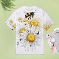 thumbnail image 5 of Bee And Flowers T-Shirt O Neck Retro Print Big Size T-Shirts Short Sleeve Tees Womens Pretty Design, 5 of 5
