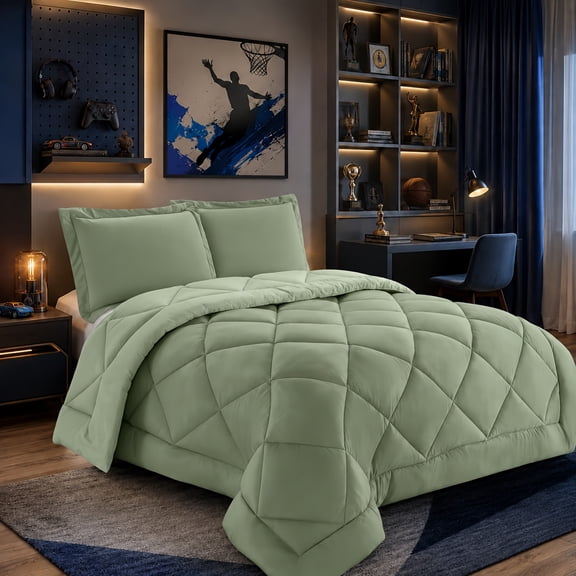 2Pcs Twin Reversible Quilted Comforter Set