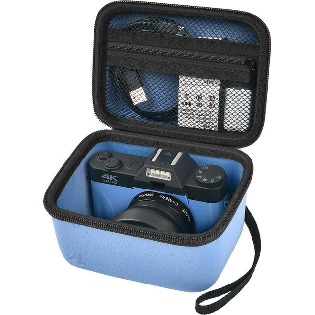 Étui pour Caméra de Vlogging Compatible avec Duluvulu/pour Tebngihnm/pour Zheozeig/pour Oiadek Appareils Photo Numériques 4K pour Youtube. Rangement de Caméra de Vlogging pour Objectif, Câble et Autres Accessoires - Bleu
