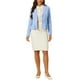 thumbnail image 2 of Blazer corto de trabajo INSPIRE CHIC para mujer con cuello de solapa, manga larga, volantes, chaqueta casual de oficina L azul claro, 2 of 6