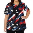 thumbnail image 3 of Iaqnaocc Patriotic Scrubs for Women 4th of July American Flag Stars Nurse Uniforms Fashion V-Neck Side Slits Scrub Tops July 4th Celebration Short Sleeve Nursing Scrubs with Pockets Black 2XL, 3 of 5
