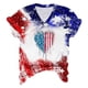 thumbnail image 1 of Camiseta de Manga Corta con Cuello en V Impresa para el Día Del Independiente, Camisetas con Cuello en V para las Mujeres, 1 of 4