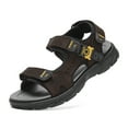 thumbnail image 2 of Men's Athletic Sandals Open Toe Hiking Outdoor Mens Sport Casual Leather Beach Summer Sandals Lightweight Brown 7, 2 of 8