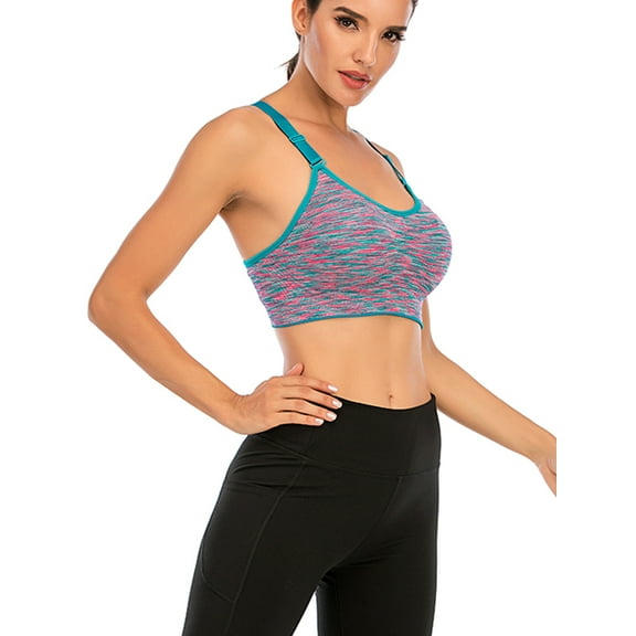 JANSION Women's Sports Bra Seamless Paded Racerback Support for Gym Workout Fitness Yoga Bra 6 Color Size S-2XL