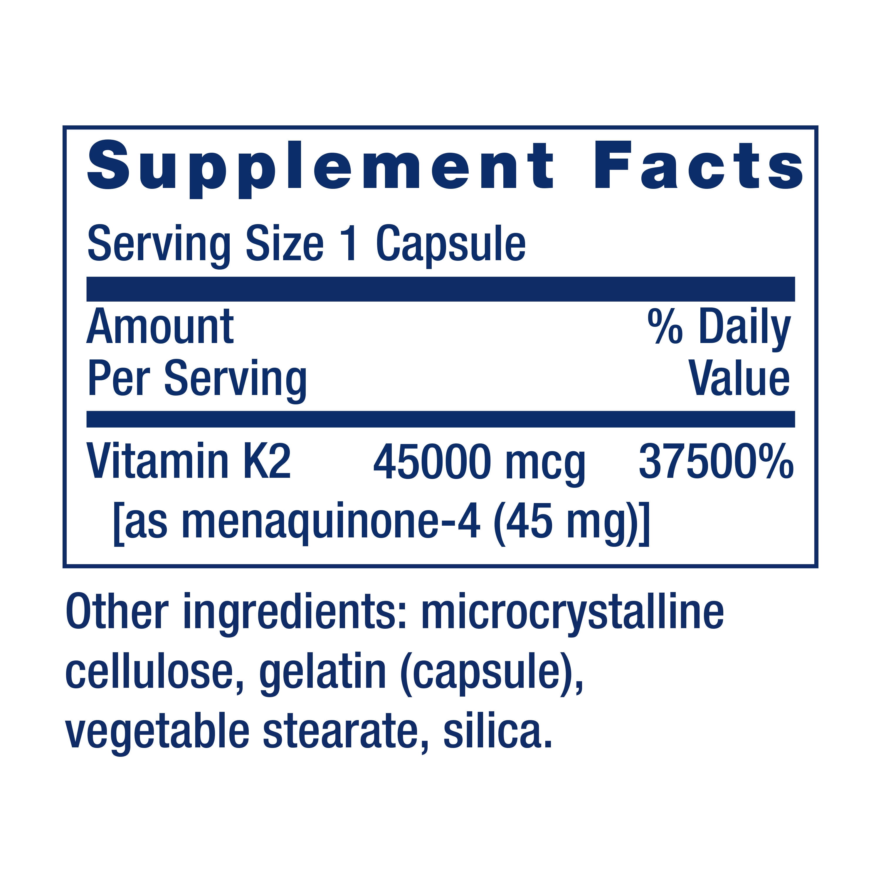 Life Extension Mega Vitamin K2 High Potency for Strong Bones, clinically studied 45 mg K2 dosage, promotes healthy bone density, gluten-free, non-GMO, 30 capsules