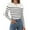 White, variant on Women Autumn Winter Colorblock Pullover Sweaters Round Neck Striped Slim Fitting Knitwear Tops