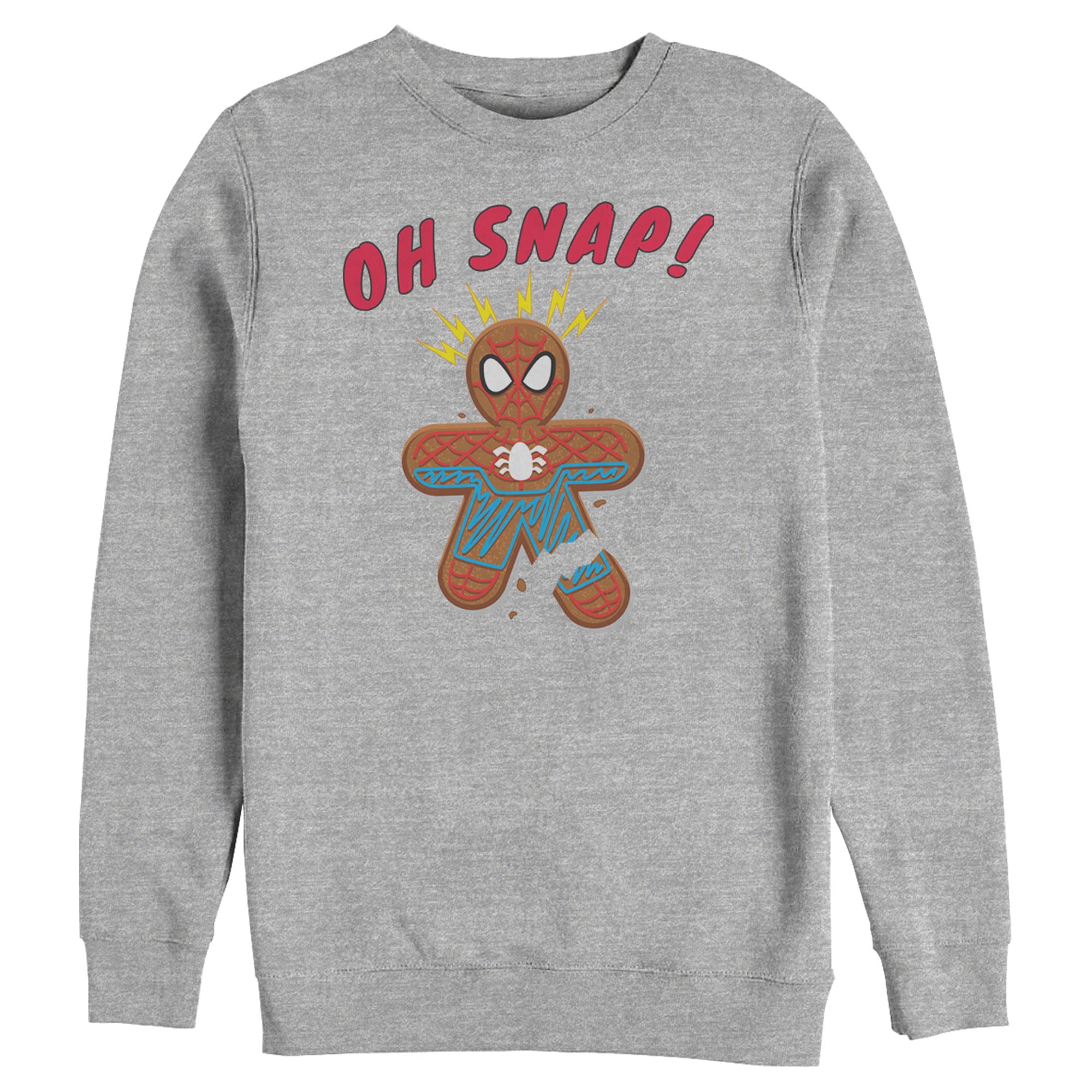 Men's Marvel Christmas Spider-Man Snap Gingerbread Cookie Sweatshirt  Athletic Heather 2X Large - Walmart.com