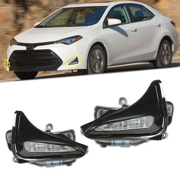 Pair of Fog Light Lamps Kit Fit for Toyota Corolla 2017-2019