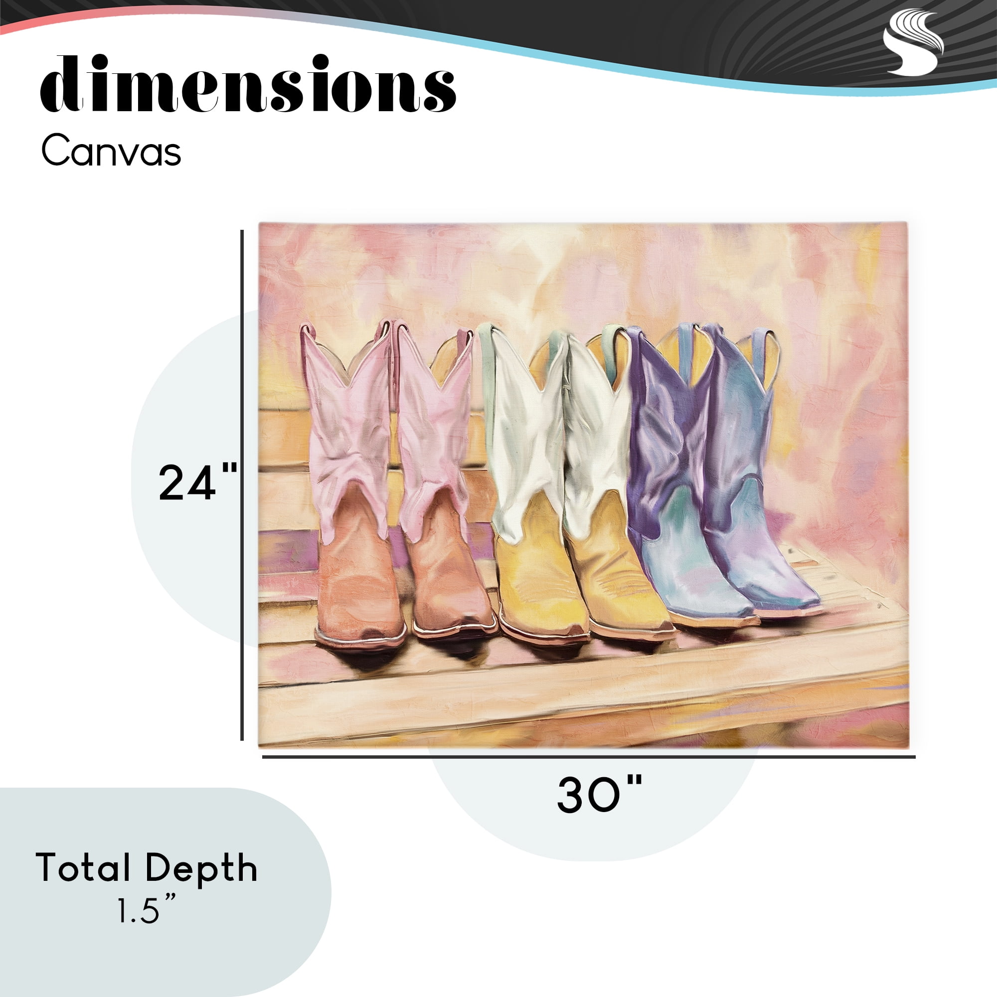 Painted Boots Trio Canvas Wall Art, design by Kim Allen
