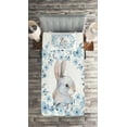 thumbnail image 2 of Ambesonne Country Quilted Coverlet 2 Pcs, Rabbit Portrait, Twin Size, Blue Grey White, 2 of 2