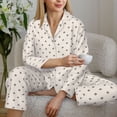 thumbnail image 6 of KLL Minimalist Crosshatch Dots Print Women's Long Sleeve Pajamas with Pants Sleepwear Loungewear 2 Set-Small, 6 of 8