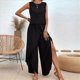 thumbnail image 5 of Conjuntos de Dos Piezas de Verano para Mujer: Camiseta Sin Mangas y Pantalones Anchos A Juego, Chándal A Rayas 2025 Negro L, 5 of 10
