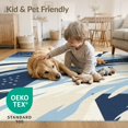 thumbnail image 4 of ODIKA 6'x9' Washable Area Rug Abstract Wave Sage Brushstrokes Subtle Dot Details Edges That for Family Room, Living Room, Master Bedroom, Non-Slip, Easy Care, 4 of 7