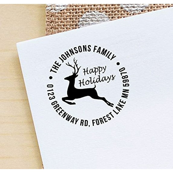 Personalized Self Inking Happy Holiday Stamp Custom Address Stamp Christmas Gift