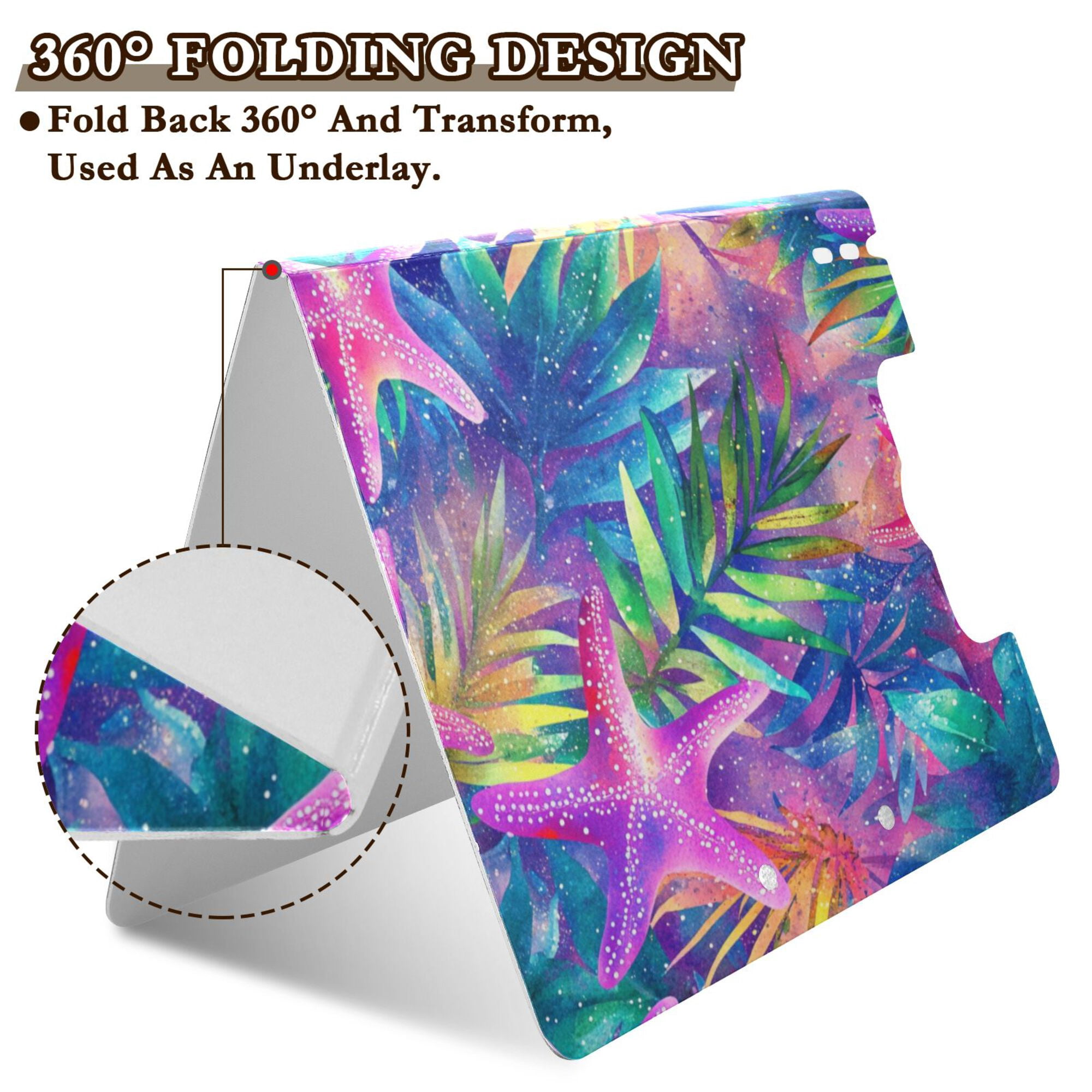 FORMRS A4 Clipboard Folder with Pen Holder Horizontal Foldable School Office Binder, Colorful Starfish