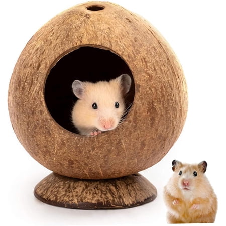 Hamster House 5.3x4.7in Coconut-shaped Hamster House with Stable Base and 2.2-inch Hole Natural Breathable