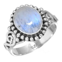 925 Sterling Silver Ring Rainbow Moonstone Handmade Jewelry
