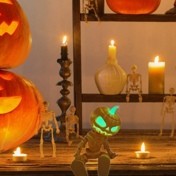 Decoración de calabaza luminosa de Halloween Macarena escultura de juguete dorado 15 cm x 11 cm x 4 cm