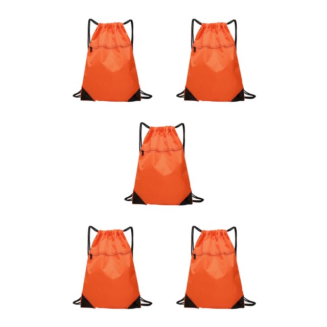 VONKY Portable Nylon Drawstring Bag Sack Beach Gym Backpack Shoes Bags Convenient and Versatile Orange 5Set