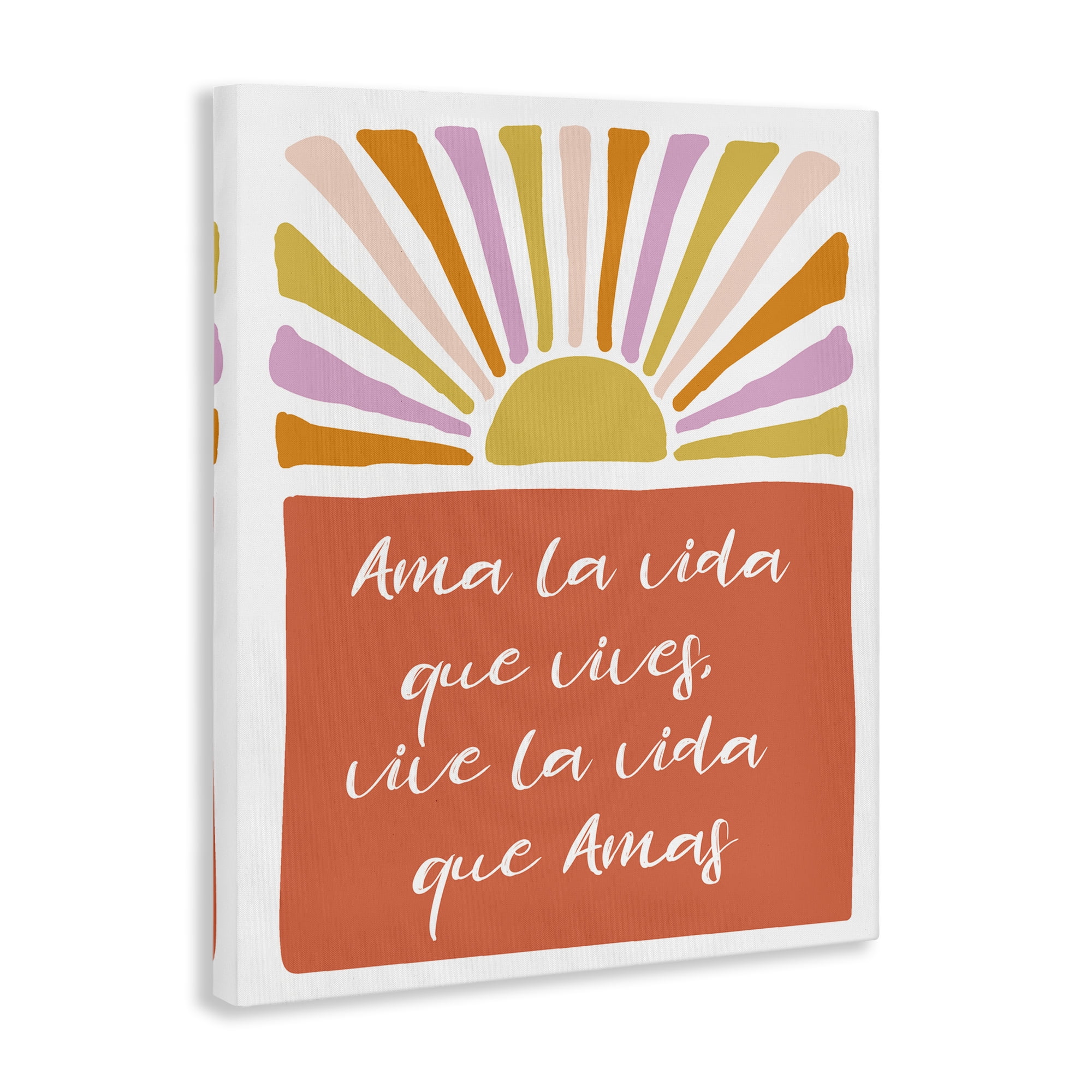 Stupell Industries Ama la Vida que Vives Inspirational Quotes & Sayings Painting Wrapped Canvas Art Print Wall Art, 36 x 48