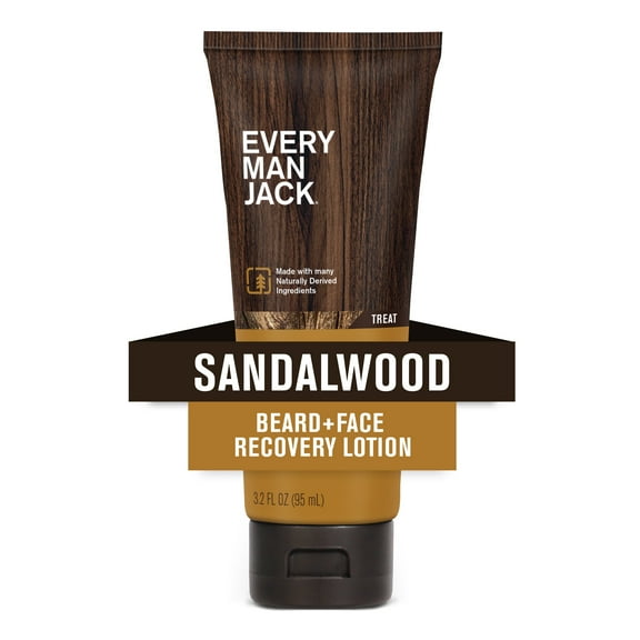 Every Man Jack Sandalwood Recovery Beard and Face Lotion for Men, Naturally Derived, 3.2 oz