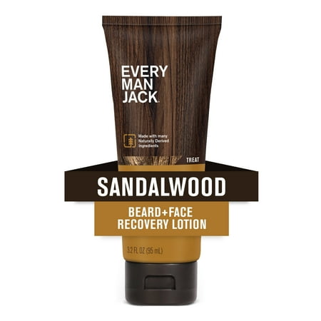 Every Man Jack Beard + Face Recovery Lotion - Relieve Dry Beard - Sandalwood Scent - 3.2oz