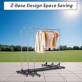 thumbnail image 3 of EDTara Heavy Duty Steel Garment Rack, z-Shape Single Rail With 300lb Capacity, Lockable Wheels, 2 Pvc Powder Covers, Hooks for Retail & Entryway, 3 of 8
