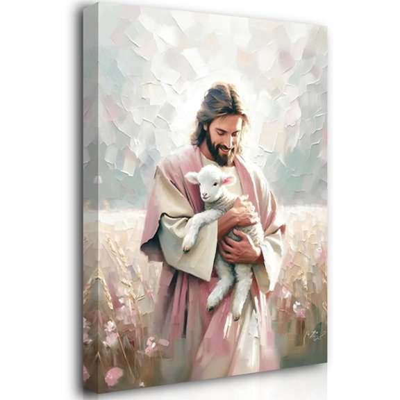 Aaheei Jusus and Lamb Wall Art God Love The Lamb Art Christian Wall Art Leave The 99,Jesus and Lamb Pictures Wall Decor Jesus Wall Art LDS Art, Bible Painting Jesus PrintArt Jesus 99 Art