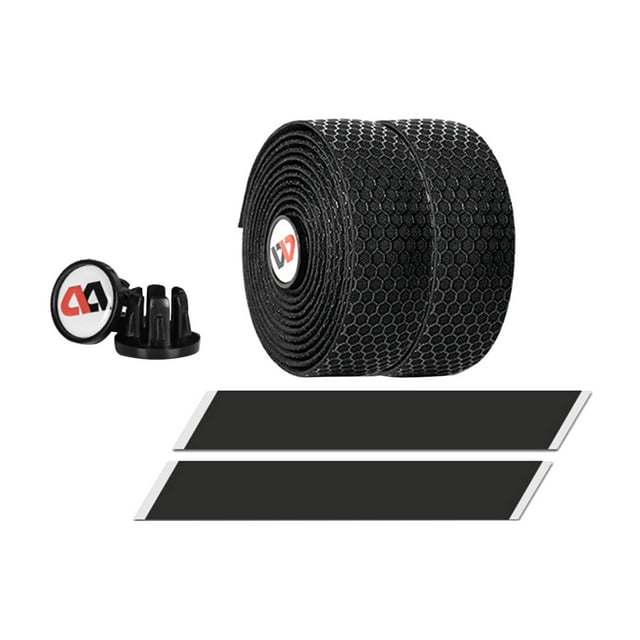 Cinta para manillar de bicicleta, agarre superior, envoltura para bicicleta, tapones para extremos de manillar, cinta de acabado Negro