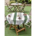 thumbnail image 5 of Outdoor Tablecloth with Umbrella Hole, Geometric Grey Spillproof Waterproof Outdoor Table Cover, Sage Green White Striped Minimalist Patio Tablecloths for Party/Garden/Picnic, Round 60 inch, 5 of 9