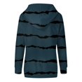 thumbnail image 4 of Tenues d'Automne pour Femmes 2024, Mode Décontractée à Manches Longues Imprimé Rayé Chandail à Capuchon (Marine, TG), 4 of 5