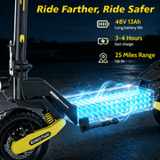 EOEOTWO GT06 Electric Scooter for Adults, 30 MPH Fast E-Scooter with 1200W Motor, 25 Miles Range, 11 Off-Road Tubeless Tires & Dual Suspension, 330 lbs Max Load Foldable Commuting Scooter