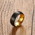 thumbnail image 4 of 8mm Black Matte Tungsten Carbide Band Men's Gold Polished Wedding Ring Size 8-12, 4 of 7