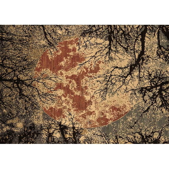 Ahgly Company Machine Washable Indoor Rectangle Oriental Brown Industrial Area Rugs, 5' x 8'