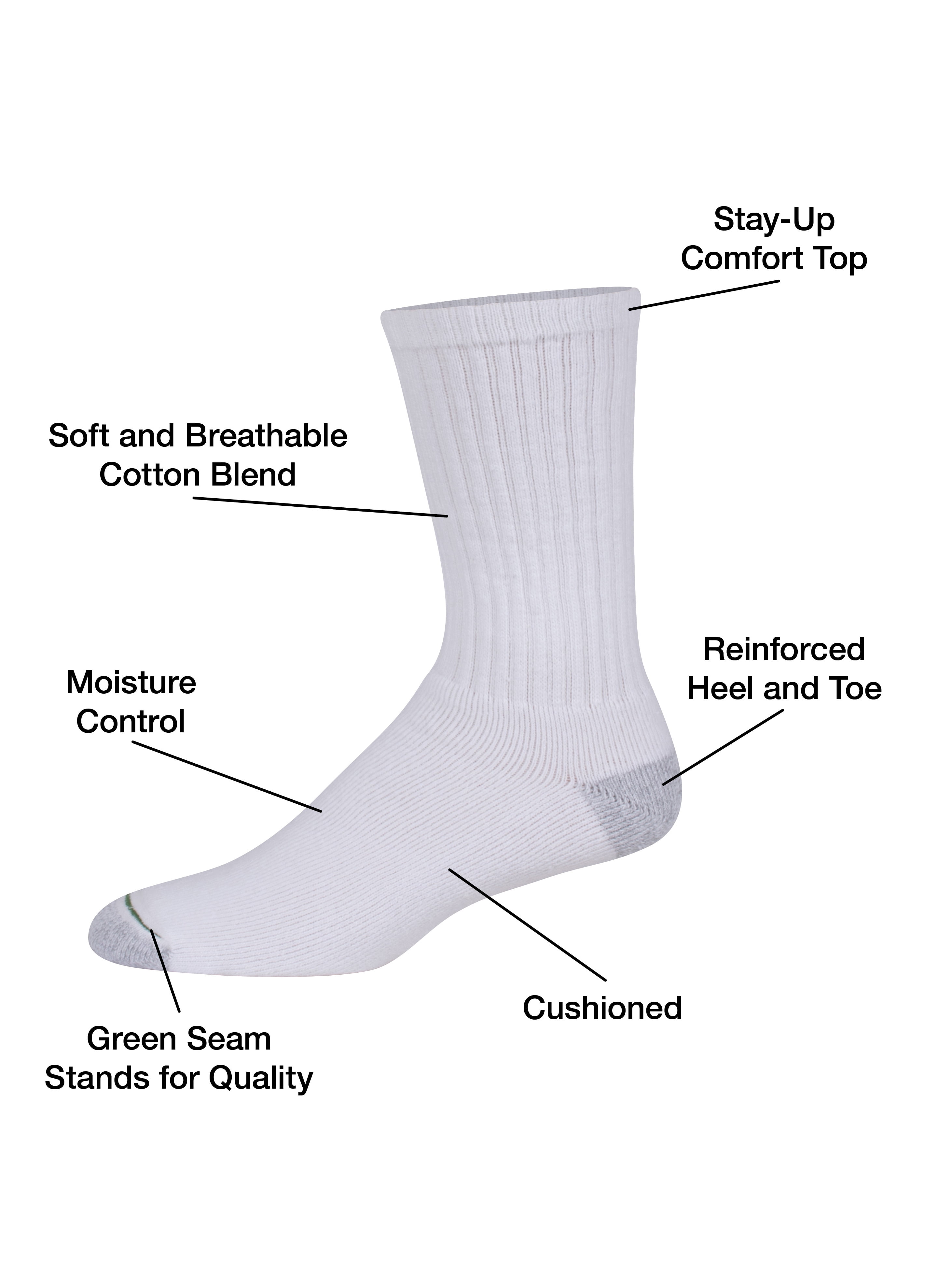 Burlington Brand Burlington Men's Cotton Crew Socks Comfort Power (10-Pack)  Black Size10-13/ Shoe Size 6-12 