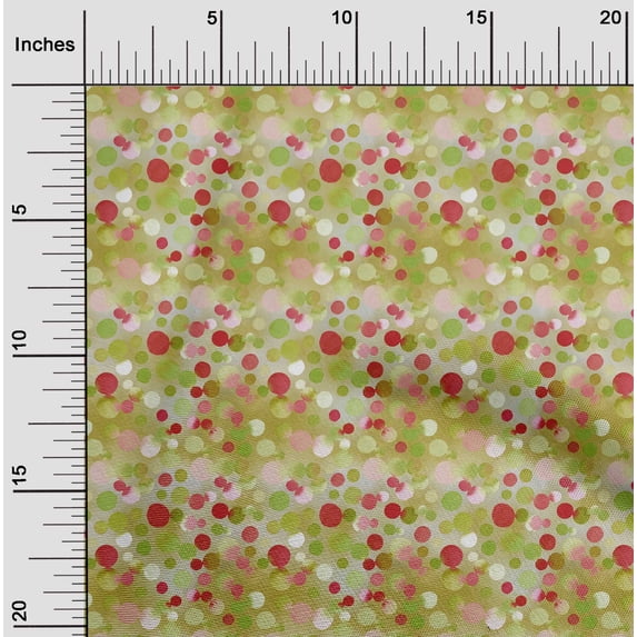 oneOone Cotton Poplin Light Green Fabric Texture & Colorful Dots Dress Material Fabric Print Fabric By The Yard 42 Inch Wide
