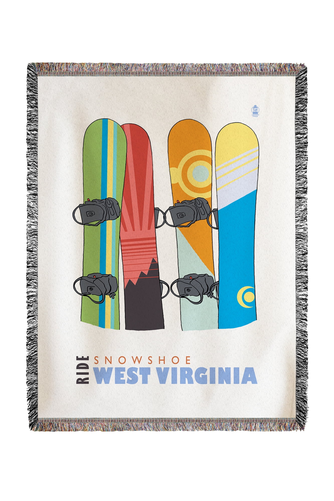 Snowshoe, West Virginia Snowboards in Snow Lantern Press Poster (60x80 Woven Chenille Yarn Blanket) by Lantern Press