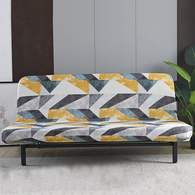 CHOK 2024 Futon Slipcover Armless Sofa Covers Stretch Sofa Bed Slipcover Protector Elastic (Light Gray Animal)
