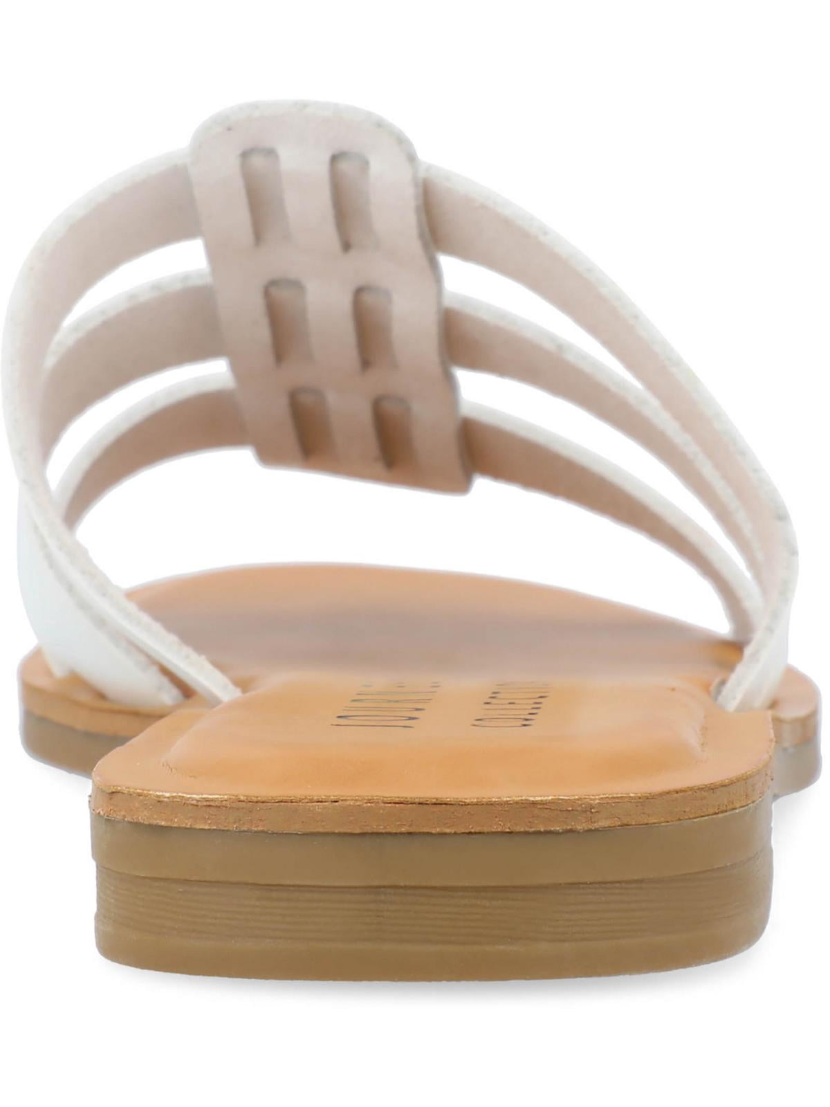 Journee Collection Womens Serrie Faux Leather Peep-Toe Slide Sandals