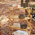 thumbnail image 4 of Folding Wooden ShelfFoldable Wood Rack Bamboo Camping Portable Folding Shelf Foldable Wood Rack Streamlined Design, 4 of 5