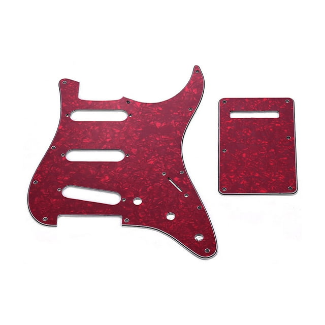 Yeacher SSS Electric Guitar Pickguard Set with Back Plate Screws Pick Guard for American ST Style Guitars Red Pearl