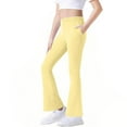 thumbnail image 2 of Cethrio Girls Cotton Leggings, Casual Stretchy Dancing Elastic Waist Flare Pants with Pockets Yellow Size 9-10 T, 2 of 6