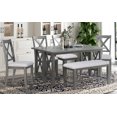 thumbnail image 5 of Euroco 6-Piece Dining Table,60" Solid Wood  Dining Set with Rectangular Table,4 Upholstered Chairs and Bench for Dining Room, 5 of 8