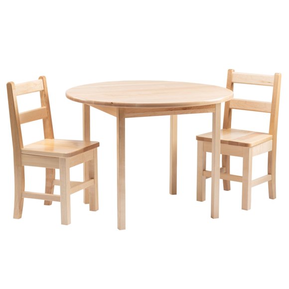 Poitras Table Ronde en Bois Dur Massif avec 2 Chaises