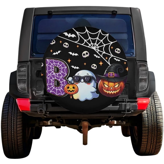 Lotusprinthandmade Boo Halloween Spare Tire Cover Without Backup Camera Hole