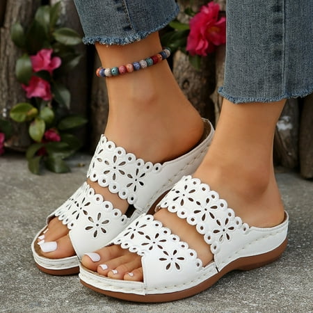 

Siaonvr Women’S Flatform Sandals Women Shoes Thick Soled Wedge Sandals Fashionable Flower Hollow One Leg Sandals